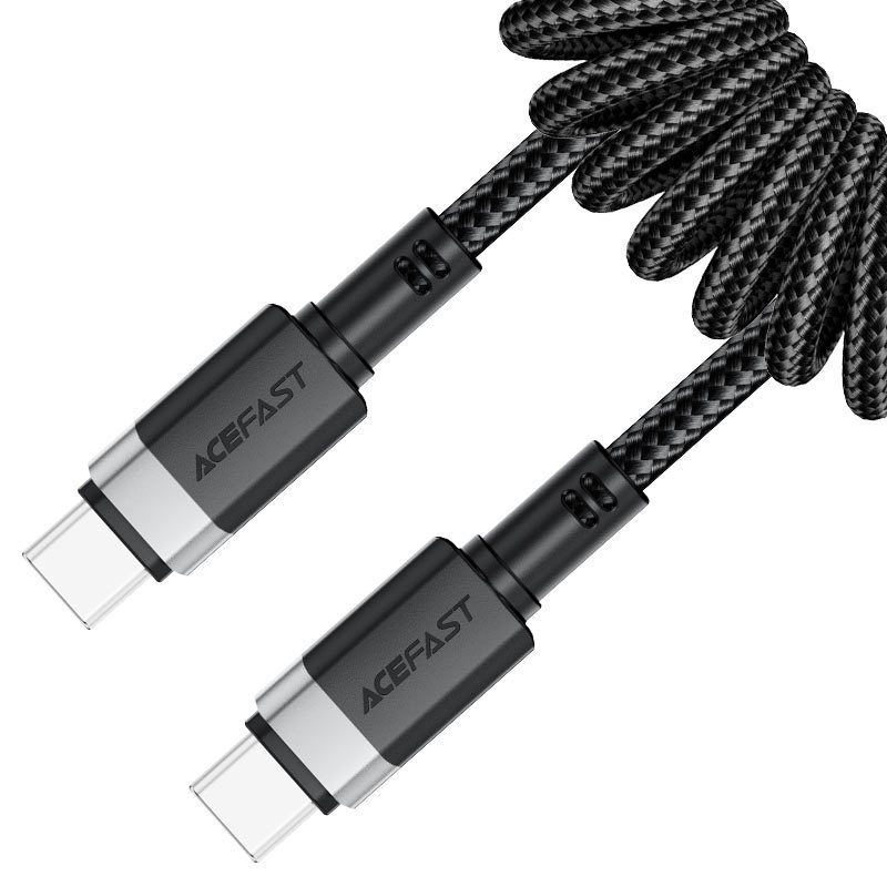 ACEFAST C14-03 USB-C to USB-C spring charging data cable,black - imagine 3