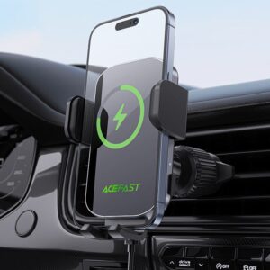 ACEFAST D52 wireless charging car holder with electric clamp for air vent,black