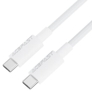 Acefast C18-03 USB-C to USB-C braid charging data cable,white white