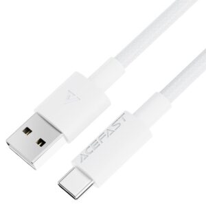 Acefast C18-04 USB-A to USB-C braid charging data cable,white white