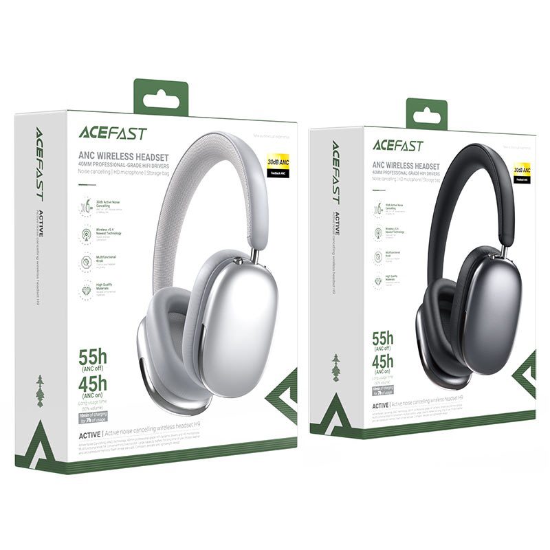 AceFast H9 active noise cancelling wireless headset gray - imagine 3