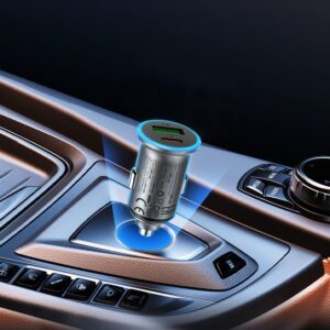 AceFast B15 65W (USB-A+USB-C) dual port metal car charger metal gray