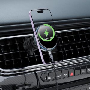 AceFast D61 Qi2 25W magnetic wireless charging car holder,metal gray metal gray