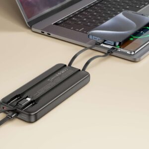 XO PR274 22.5W20W Self-contained 3-wire digital display fast charger 2C port, 1iP 10000mAh black
