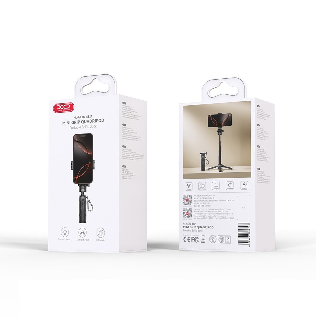 XO SS21 3-in-1 Multi-function Mini Bluetooth Selfie Stick / Camera Aid black - imagine 3