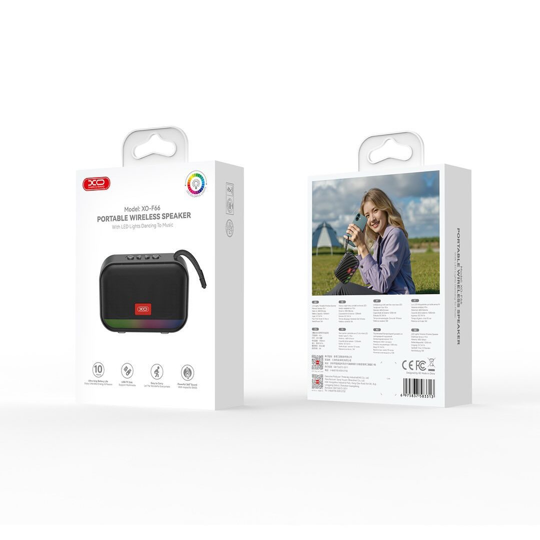 XO F66 Illuminated Small Portable Speaker Black - imagine 3