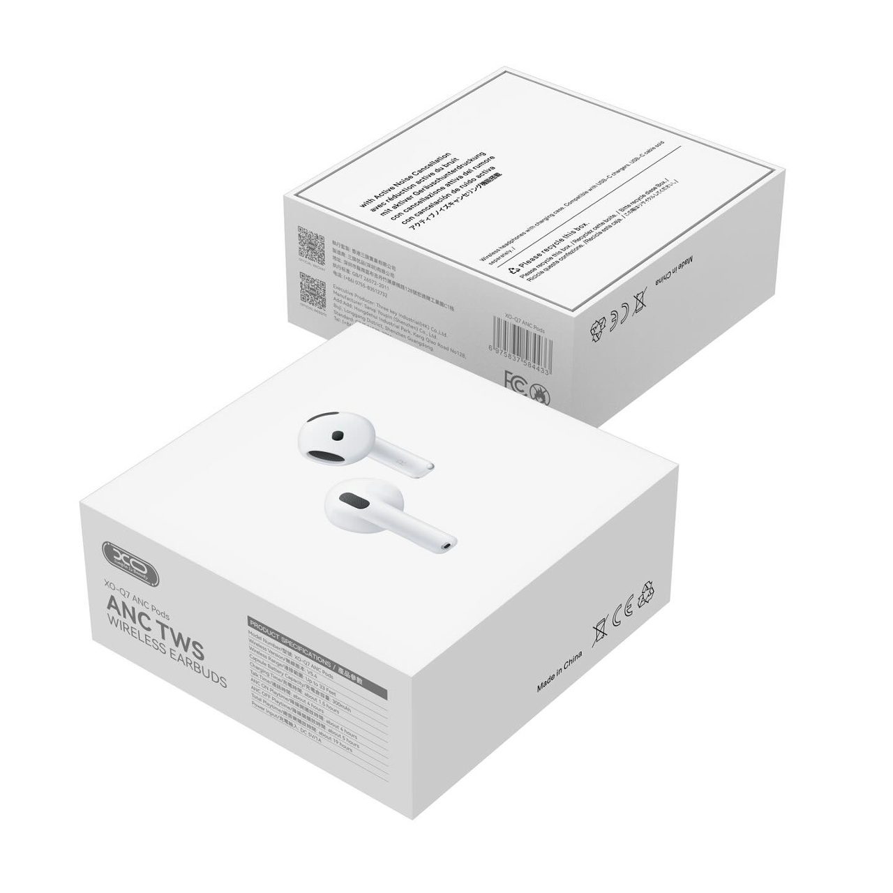 XO Q7 ANC Pods Gen 6 Fully Equipped Smart Bin (with Wireless Charging, In-Ear Detection) White - imagine 3
