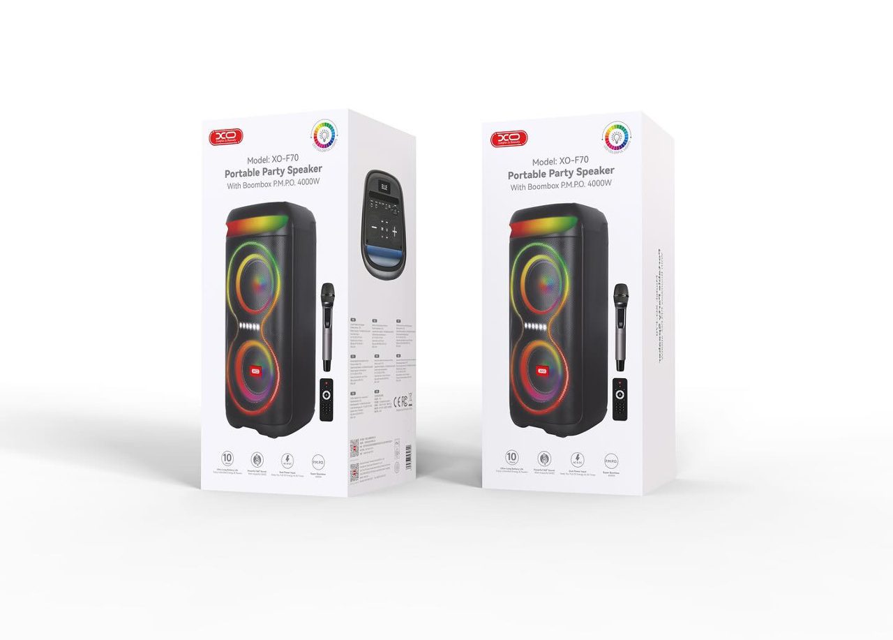 XO F70 AC+DC Dual 6.5 RGB Bluetooth Speaker 40W black - imagine 3