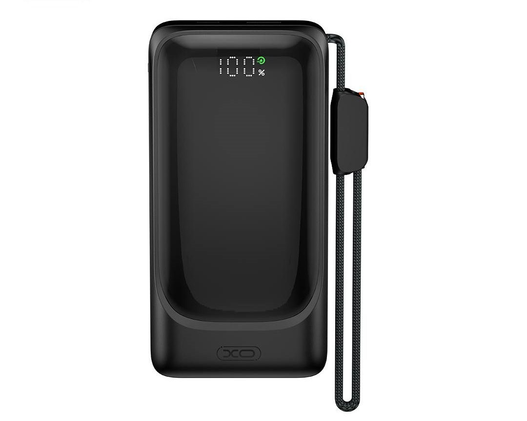 XO XO-PR282 EU Plug Wall Charger Power Bank 10000mAh 22.5W Quick Charging/ LED indicator/ with Type-C Lanyard Black - imagine 2