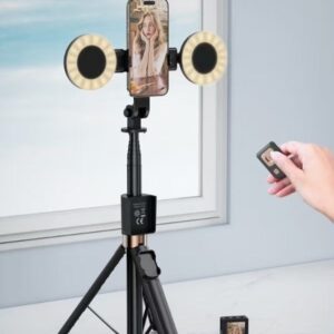 XO SS23 Smart Screen Projection Bluetooth Selfie Stick / Camera Aid (with 2 Fill Lights) black