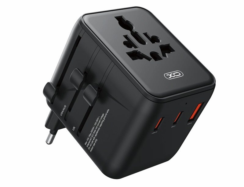 XO WL36 20W Universal Travel Converter Charger 2USB-C+1USB-A black - imagine 2