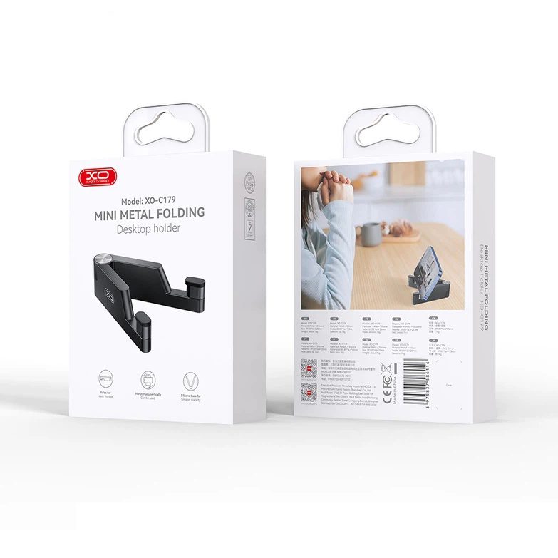 XO C179 mini Metal Portable Desktop Mini Stand black - imagine 2