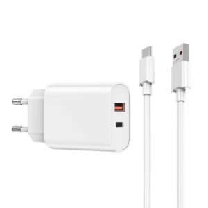 Wiwu PD+QC Charger+ Cable sets EU Plug+ A to C  Wi-U002 A-C White