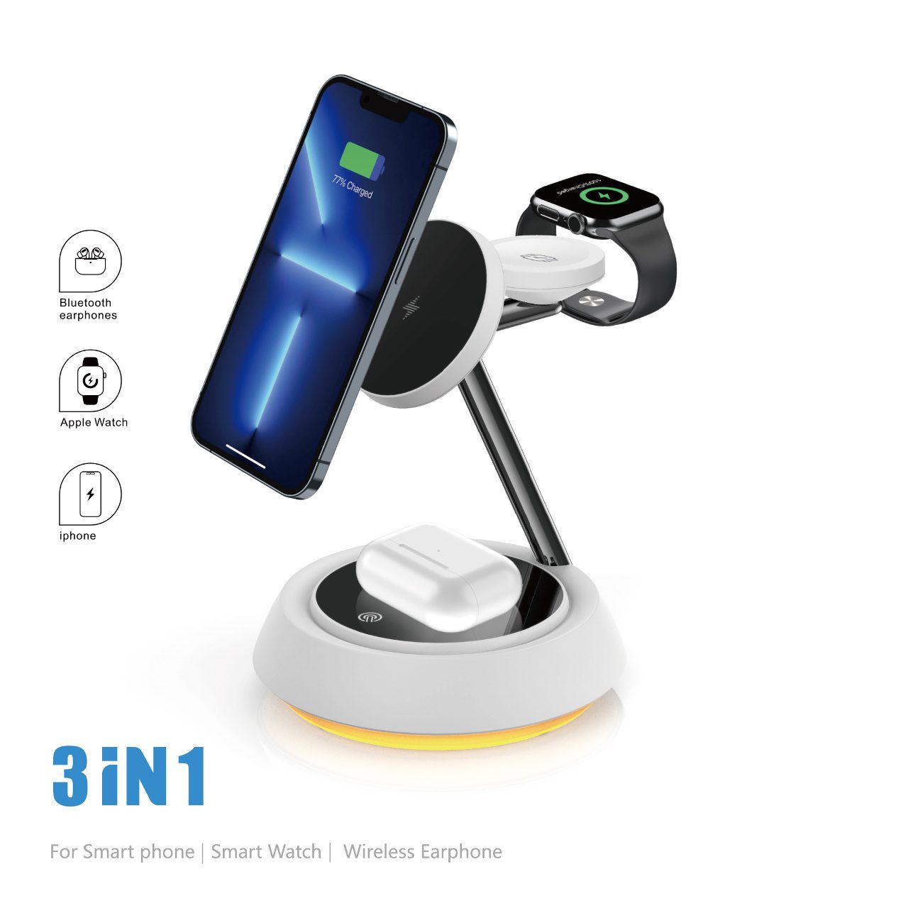 Wiwu Wi-W002 3 in 1 Cableless charger White - imagine 4