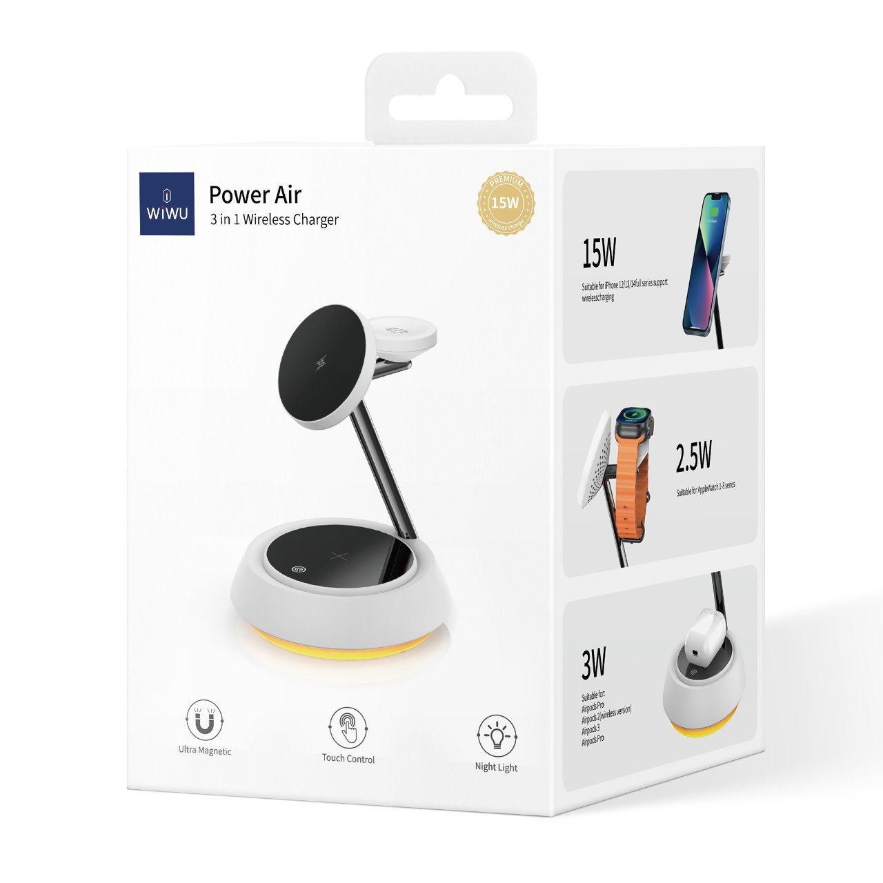 Wiwu Wi-W002 3 in 1 Cableless charger White - imagine 6