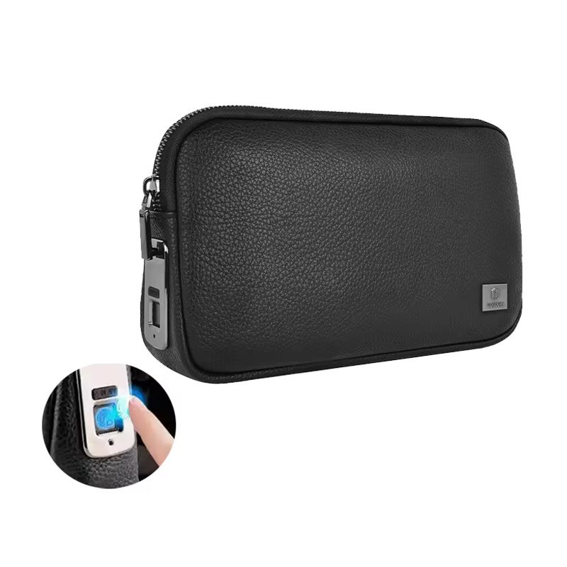 Wiwu Alpha Fingerprint Lock Clutch Bag Black