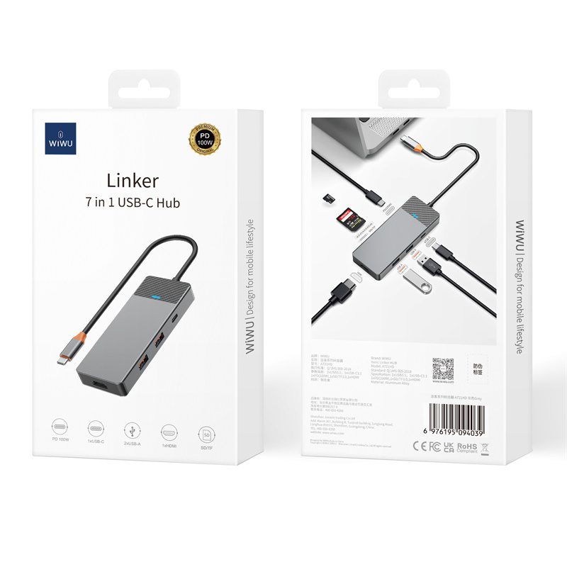 Wiwu Linker Series Hub A721HD Gray - imagine 3