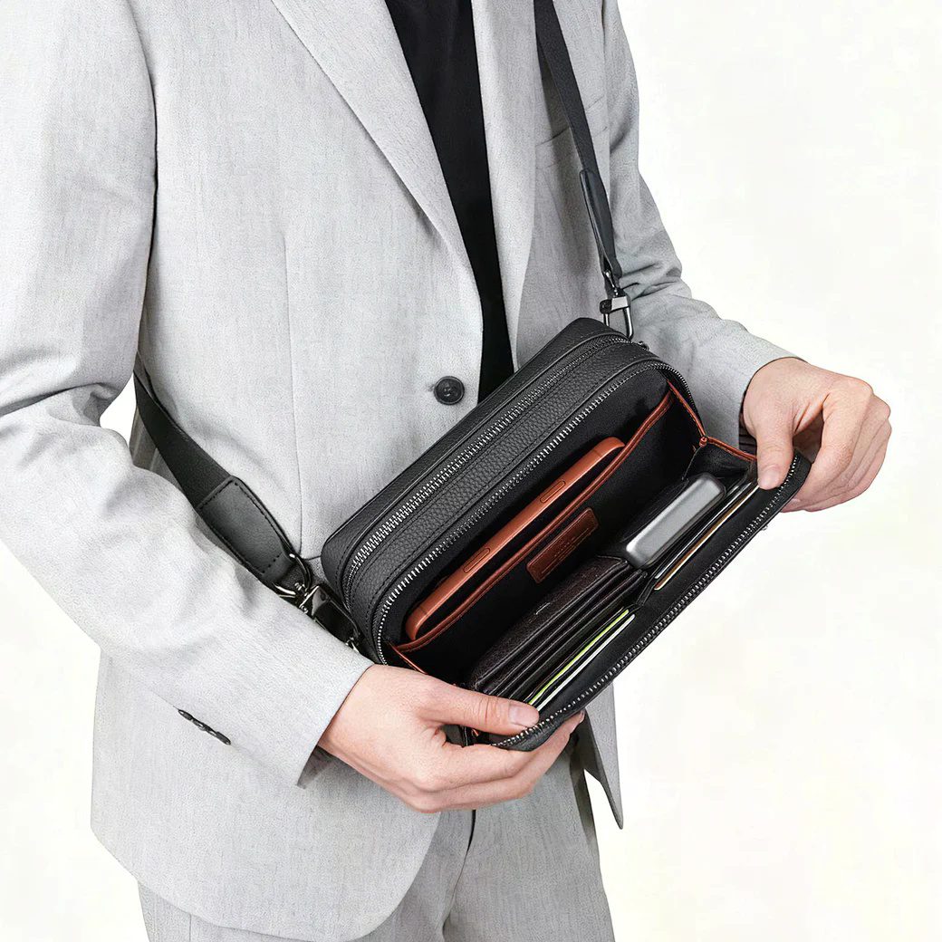 Wiwu Master Fingerprint Lock Crossbody Bag Black