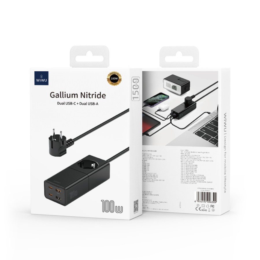 Wiwu 100W GaN Power Strap/ EU Wi-S004 Black - imagine 5