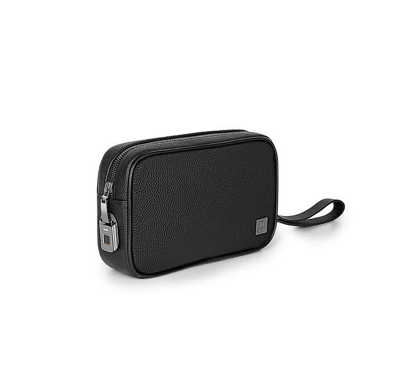 Wiwu Master Genuine Leather Fingerprint Lock Pouch Black - imagine 2