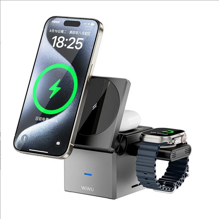 WIWU Small Aquare 3 in 1 wireless charger Wi-W030 Gray