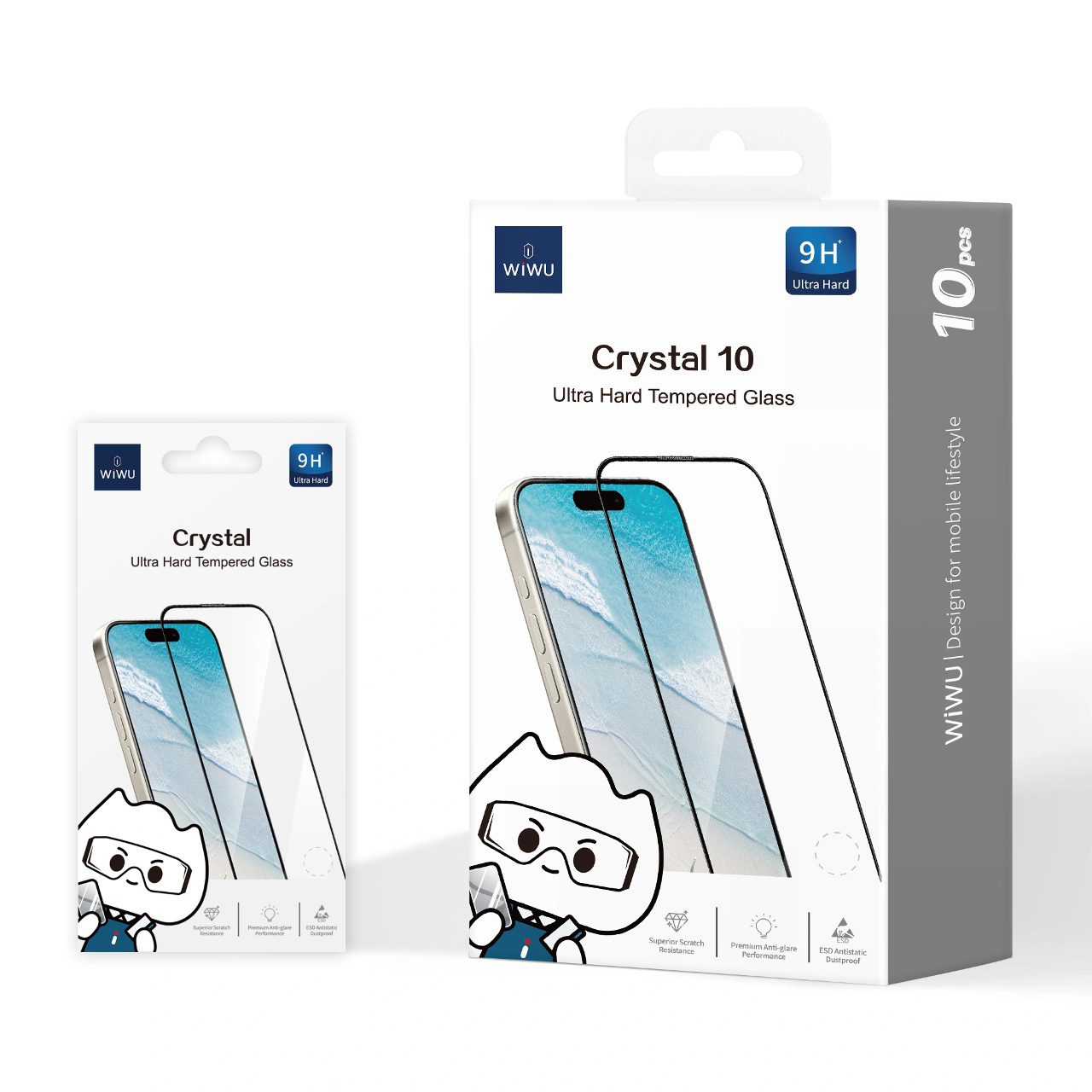Wiwu Crystal 10 Tempered Glass for iP 17/ iP16 Pro(6.3) GT-008 (10PCS/pack) Transparent - imagine 3