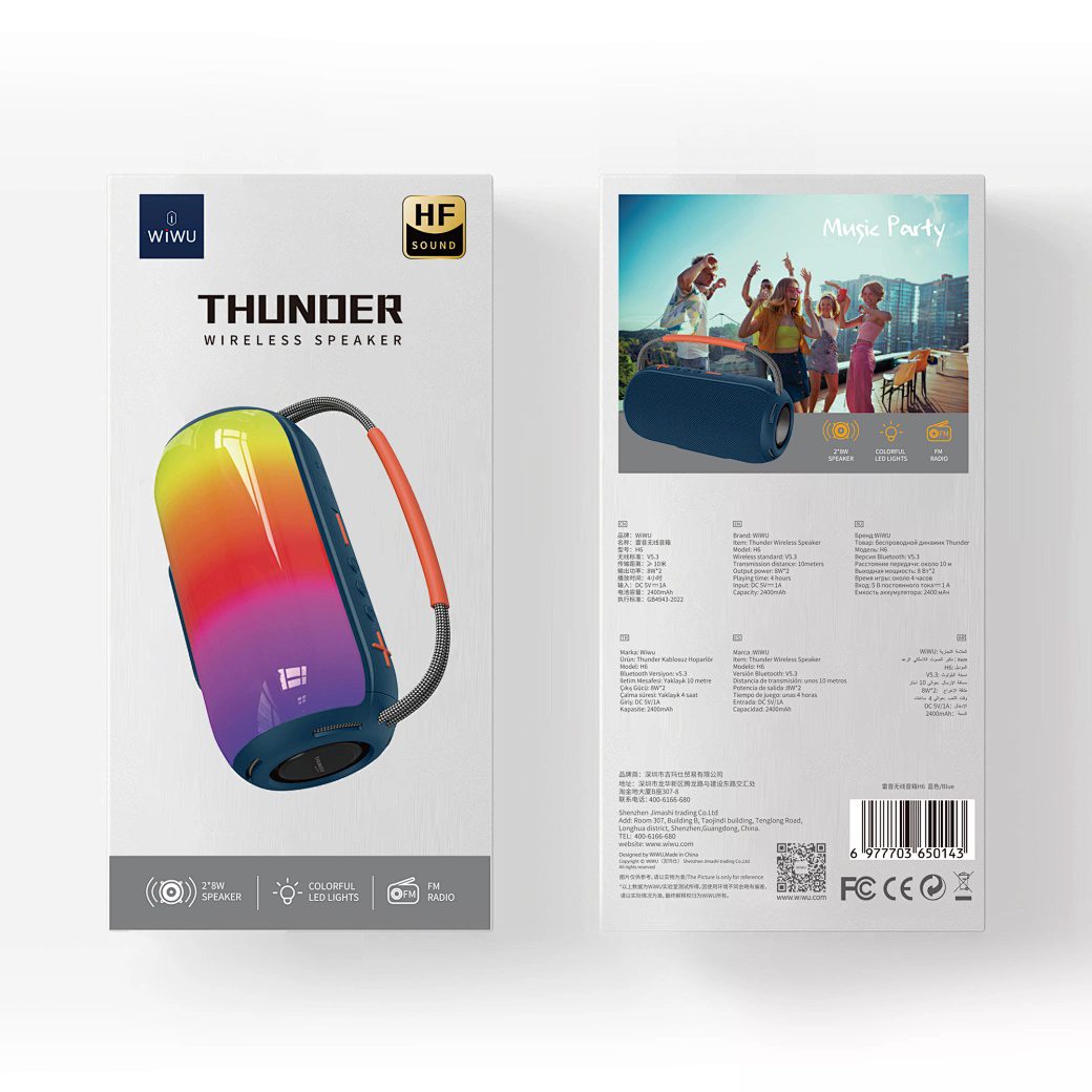 Wiwu Thunder wireless speaker H6 Blue - imagine 4