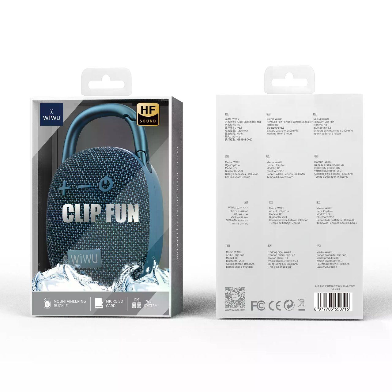 Wiwu WiWU Clip Fun Portable Wireless Speaker H3 Blue - imagine 4