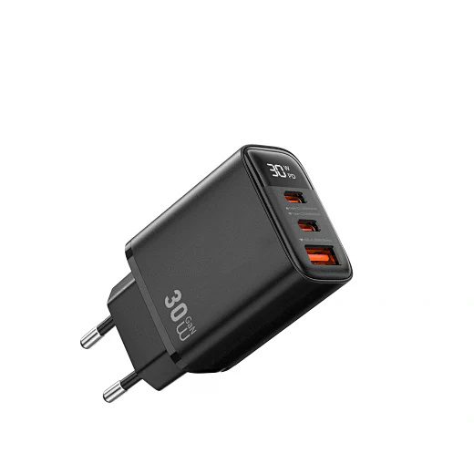 Wiwu 30W Firefly GaN Fast Charger 2C+1A with digital display Wi-G010 EU Black
