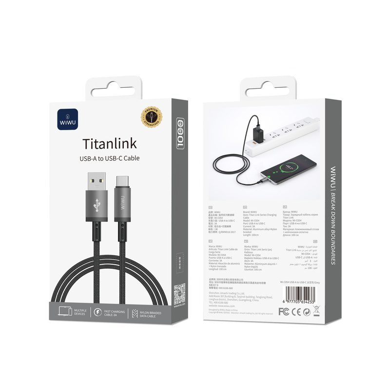 Wiwu Titanlink Series Charging Cable 1M Wi-C054 A-C Grey - imagine 3