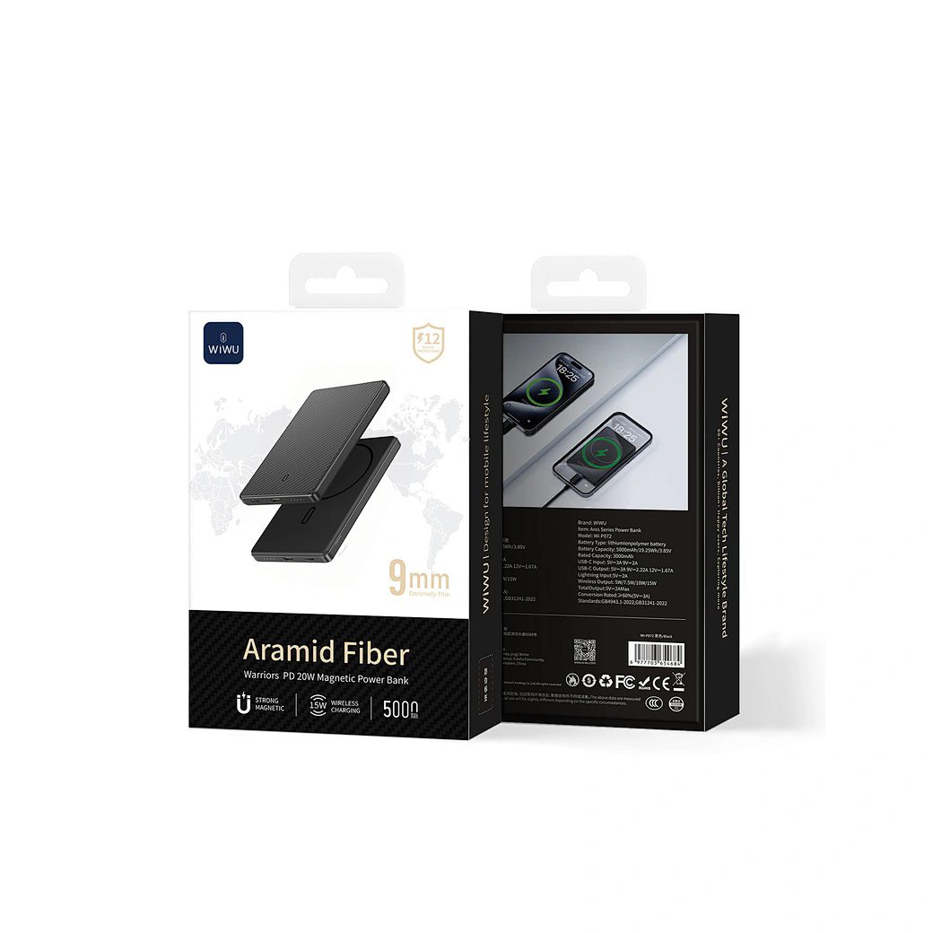 Wiwu Warriors PD 20W Magnetic Power Bank Wi-P072 5000mAh Black - imagine 2