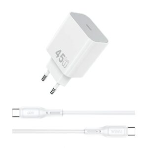 Wiwu 45W Essen GaN Fast Charger Combo with C-C cable Wi-G024 C-C EU White
