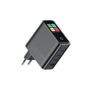 Wiwu 140W Intelligent Display GaN Charger 3C1A Wi-G028 EU Grey
