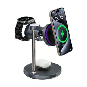 Wiwu qi2.2 3 in 1 Space Station Air-cooled Magnetic Wireless Charger Wi-W041 Black