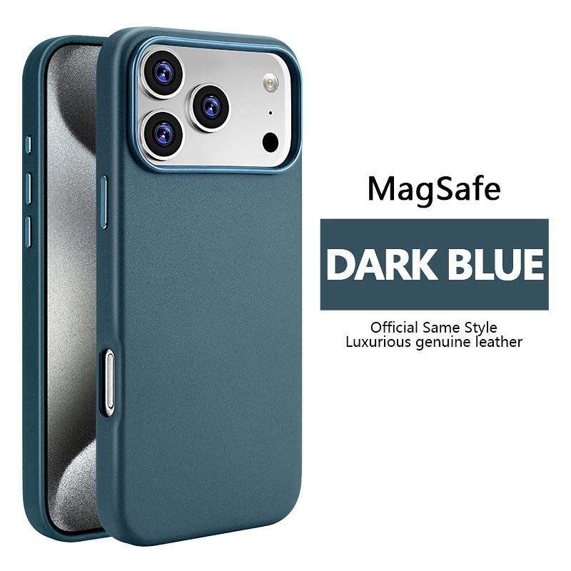 Leather Magnetic Case Without IC Notification IP 17 PRO Fir green - imagine 6