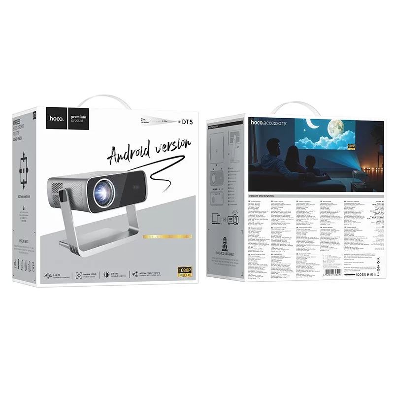 Hoco DT5 Smart electric focus projector(1080P Android version)(EU) metal gray - imagine 3
