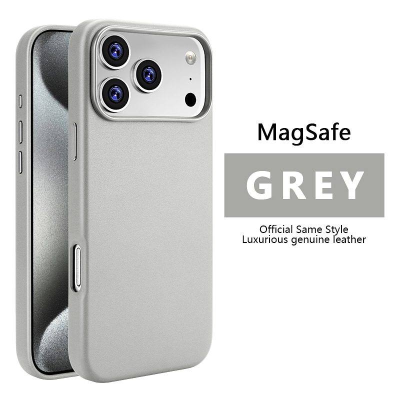 Leather Magnetic Case Without IC Notification IP 17 PRO Fir green - imagine 5