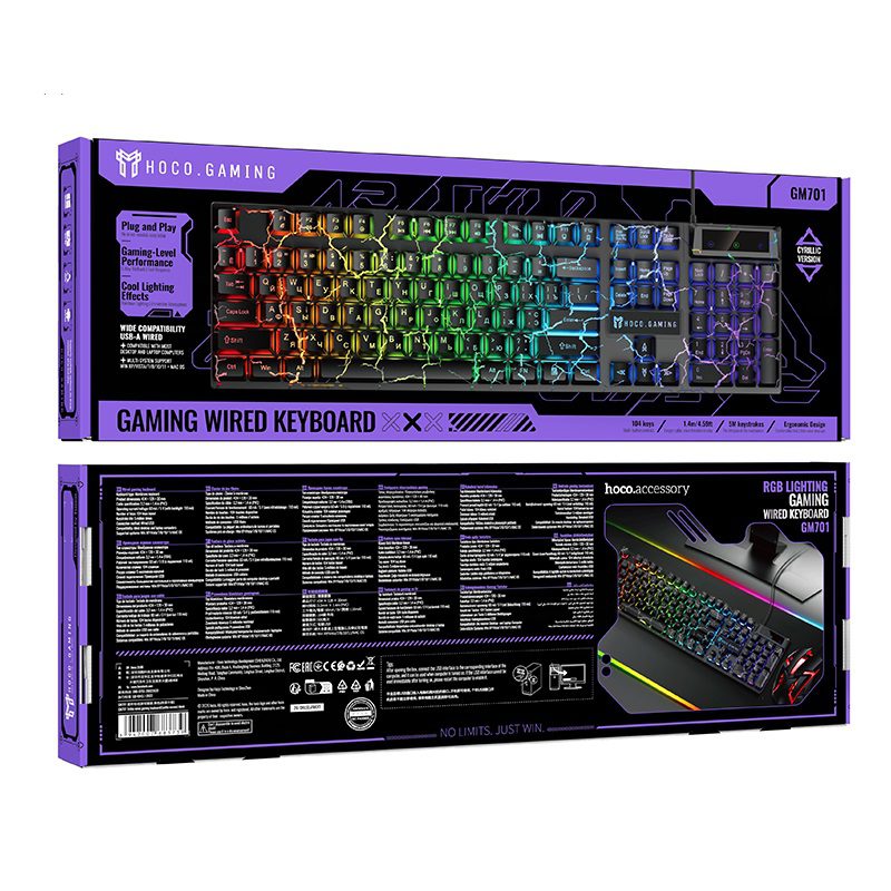Hoco GM701 Trofeo wired gaming keyboard(Cyrillic version) black - imagine 2