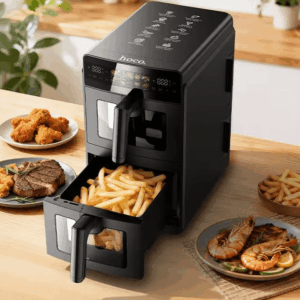 Hoco HJD90A 6L+6L double-bowl electric air fryer(EU)(Russian version) black
