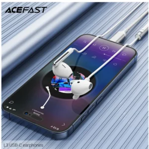 AceFast L13 USB-C semi-in-ear wired earphones with mic,white
