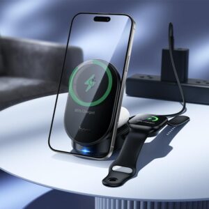 Hoco CQ23 Pole Qi2.2 3-in-1 magnetic wireless fast charger black
