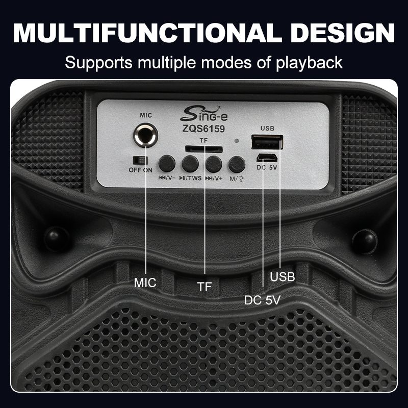 Sing-e ZQS6159 RGB Party Single Speaker 6 inch 12W Black - imagine 2