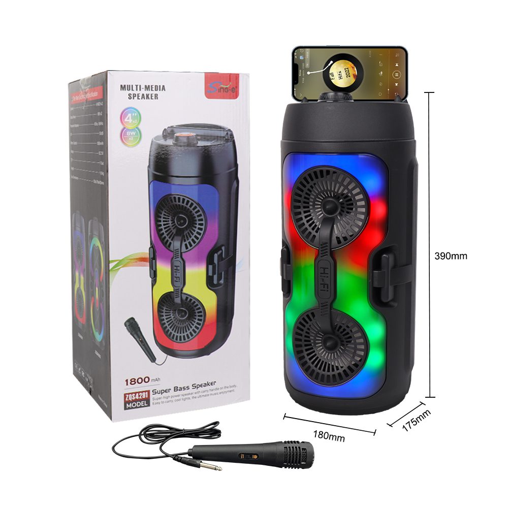 Sing-e ZQS4291 RGB Party Dual Speaker 4 inch 16W Black - imagine 3