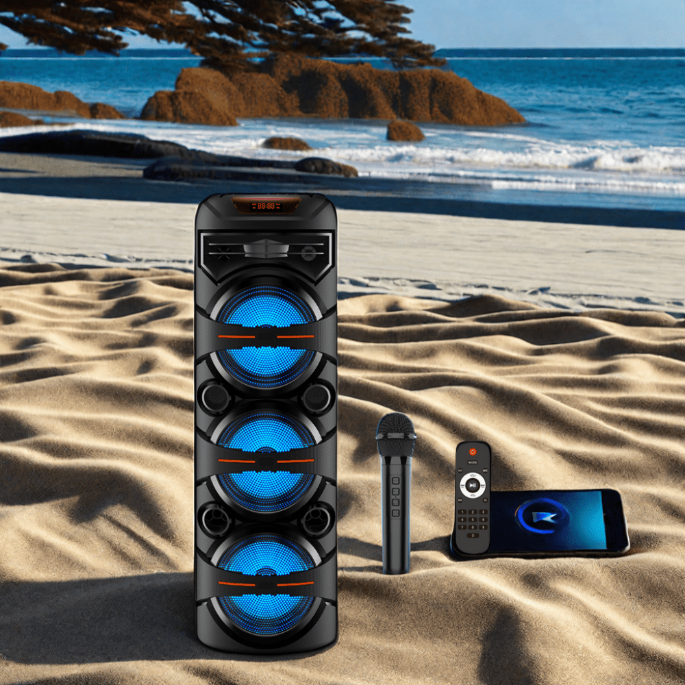 Sing-e ABS-8302 RGB Party Triple Speaker 8 inch 120W Black