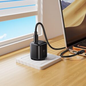 Hoco N84 Mini single port PD45W charger set(C to C)(EU) black