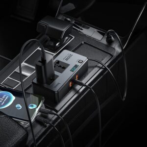 Hoco Z66 New 2-socket universal(PD66W/1C2A) car inverter black