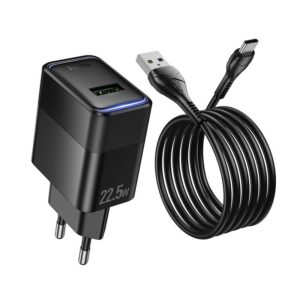 Hoco CS111A Lounge single-port 22.5W multi-protocol charger set(Type-C)(EU) black