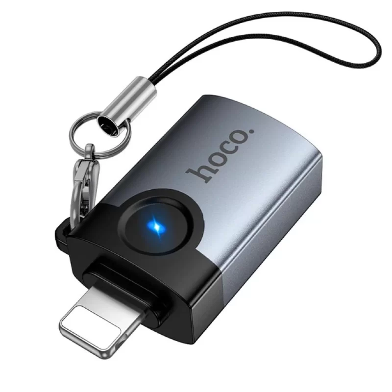 Hoco UA46 Victory iP male to USB female adapter metal gray
