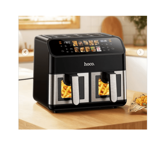 Hoco HJD86A 12L double-pot air fryer with large colorful touch screen(EU)(Russian version) black - imagine 2