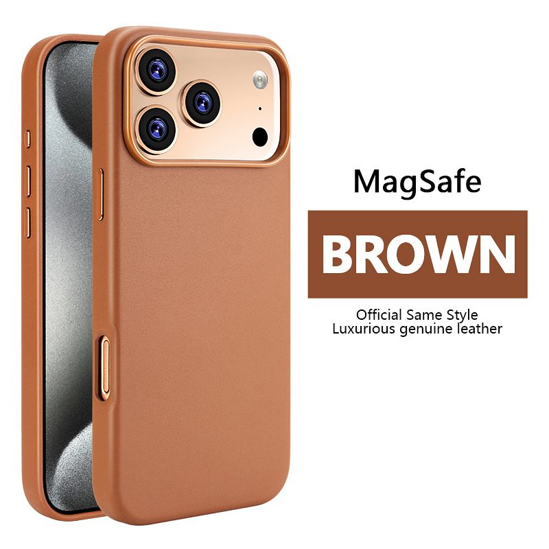 Leather Magnetic Case Without IC Notification IP 17 PRO Fir green
